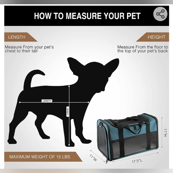 Pet Carrier Soft Sided Mesh Travel Tote For Small Dog or Cat - Picture 12 of 13